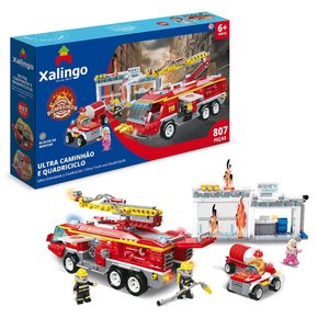 Blocos de Montar Bombeiros Ultra Caminhão e Quadriciclo Xalingo