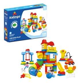 Blocos de Montar Grande Circuito Play 100 Peças Xalingo