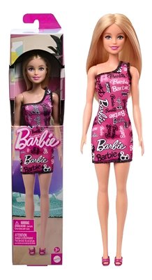 Boneca Barbie Fashion Loira Com Vestido Rosa