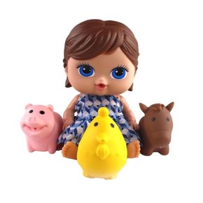 Boneca Mini Fazenda Com 3 Animais Super Toys
