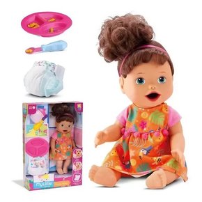 Boneca My Little Collection Primeira Papinha Morena Divertoys