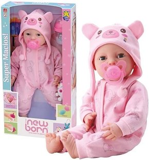 Boneca New Born Brincando de Pijama Rosa Divertoys