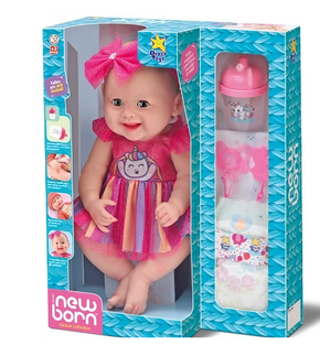 Boneca New Born Unique Collection Vestido Arco-Íris Divertoys
