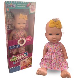 Boneca Nice Educadora Com Frases Vestido Rosa Abacaxi