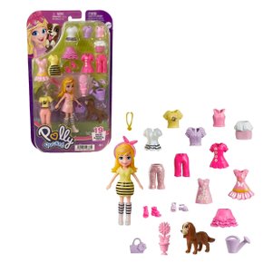 Boneca Polly Pocket Conjunto De Looks Loira Lenço Rosa Mattel