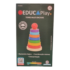 Brinquedo de Madeira Torre Multi-Encaixe Polibrinq