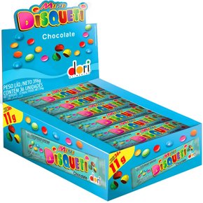Caixa de Confeito Disqueti Chocolate C/36 Unidades 396g Dori