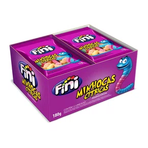 Mini Gelatinas Minhocas Cítricas C/12 Unidades 180g Fini