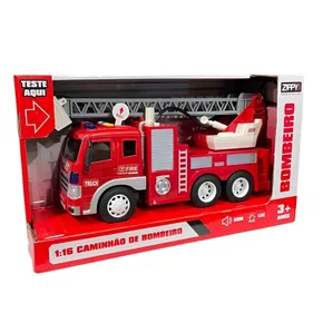 Caminhão Bombeiro Vermelho C/Fricção Zippy