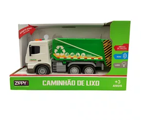 Caminhão de Lixo Verde C/Fricção Luz e Som Zippy
