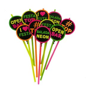 Canudos Divertidos Festa Neon C/10 Unidades