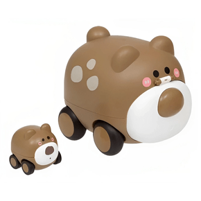 Carrinho De Fricção Animal Com Filhote Marrom Buba