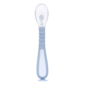 Colher Flexível Em Silicone C/ Ventosa Azul Buba