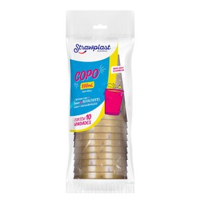 Copo Dourado 200ml Strawplast C/10 Unidades