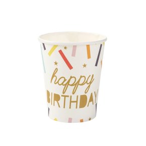 Copo Happy Birthday Confetes 270ml C/10 Unidades Silver Festas