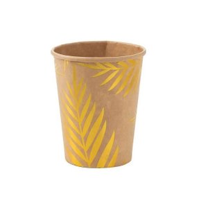 Copo Kraft Folhas Douradas 270ml C/10 Unidades Silver Festas