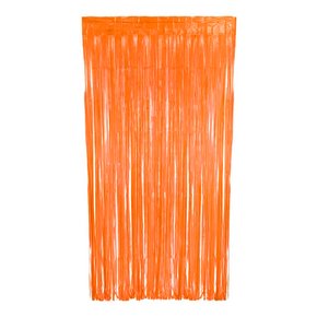 Cortina Metalizada Laranja Neon