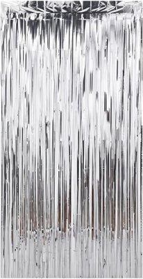 Cortina Metalizada Prata Silver Festas