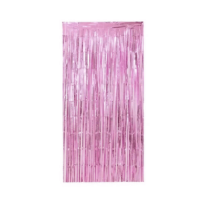 Cortina Metalizada Rosa Claro Silver Festas