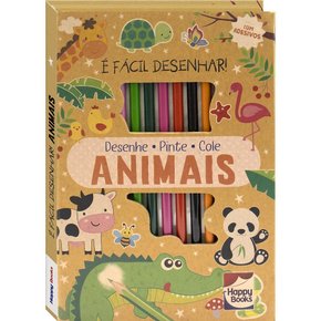 Livro Kit É Fácil Desenhar Animais Happy Books