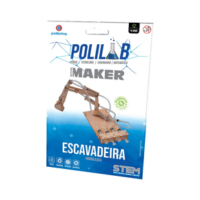 Escavadeira Hidráulica Em Madeira Polilab Maker Polibrinq