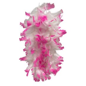 Estola Boá De Penas Branco e Rosa Pink