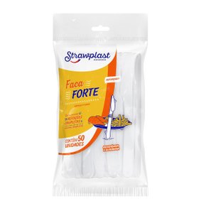 Faca Forte Refeição Strawplast Branca C/50 Unidades