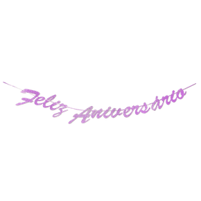 Faixa Feliz Aniversário Rosa Glitter Silver Festas