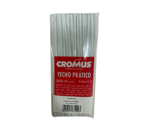Fecho Prático Branco 4mmx11cm C/100 Unidades