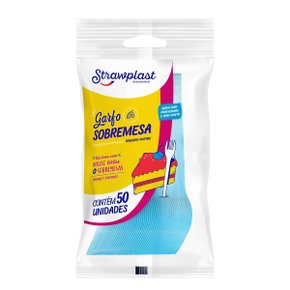 Garfo Sobremesa Strawplast Azul Claro C/50 Unidades