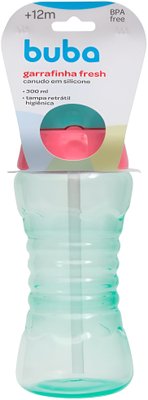 Garrafa Fresh Verde Com Canudo Retrátil 300ml Buba