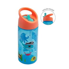 Garrafinha com Canudo Aventuras Piratas Azul Buba