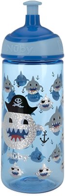 Garrafinha de Tritan Squeeze Glitter Azul 540ml Nûby