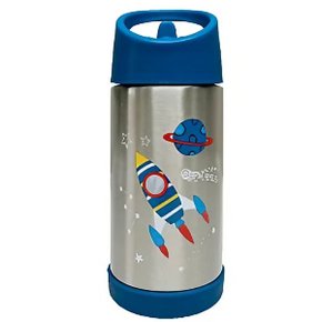 Garrafinha Térmica de Inox Azul com Canudo Foguete Buba