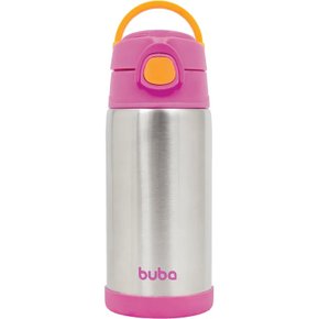 Garrafinha Térmica de Inox com Canudo Rosa Buba