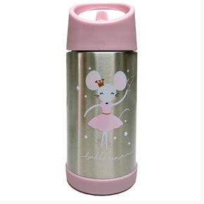 Garrafinha Térmica Inox Rosa com Canudo Ratinha Bailarinha Buba