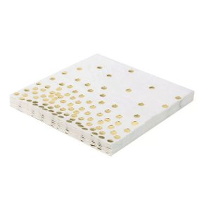 Guardanapo De Papel Branco Confete Ouro C/20 Unidades Silver Festas