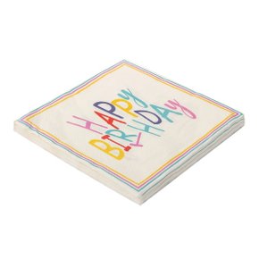 Guardanapo De Papel Happy Birthday C/20 Unidades Silver Festas
