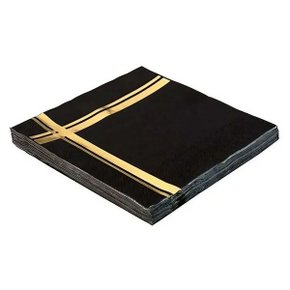 Guardanapo De Papel Preto e Dourado C/20 Unidades Silver Festas