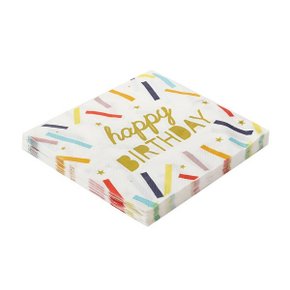 Guardanapo Happy Birthday Branco Confete C/20 Unidades Silver Festas