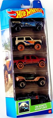 Kit C/ 5 Carrinhos Sortidos Hot Wheels Remote Adventures Mattel