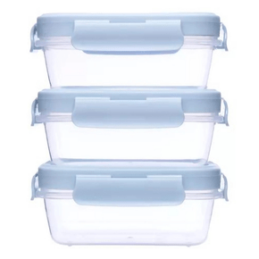 Kit 3 Potinhos Herméticos Azul 100ml com Tampa e Trava Buba