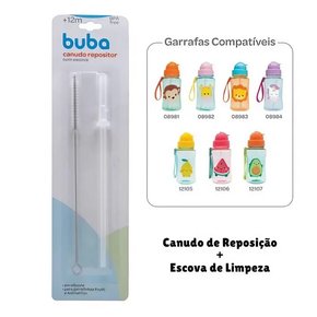 Kit Canudo com Escova para Canudo Animal Fun e Frutti Buba