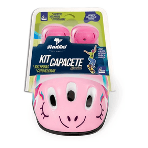 Kit Capacete de Proteção Ajustável Unicórnio Rosa Fenix