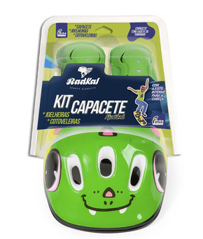Kit Capacete Joelheira e Cotoveleira Verde fenix
