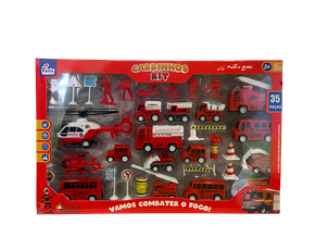 Kit Carrinhos Bombeiro Vermelho fenix