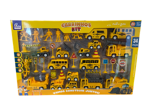Kit Carrinhos Construção Amarelo Fenix