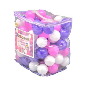 Kit Com 100 Bolinhas Para Piscina Branco/Rosa/Lilás Braskit