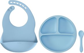 Kit De Refeição Em Silicone Azul Buba