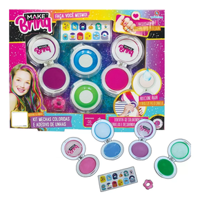 Kit Mechas Coloridas e Adesivos de Unhas Polibrinq